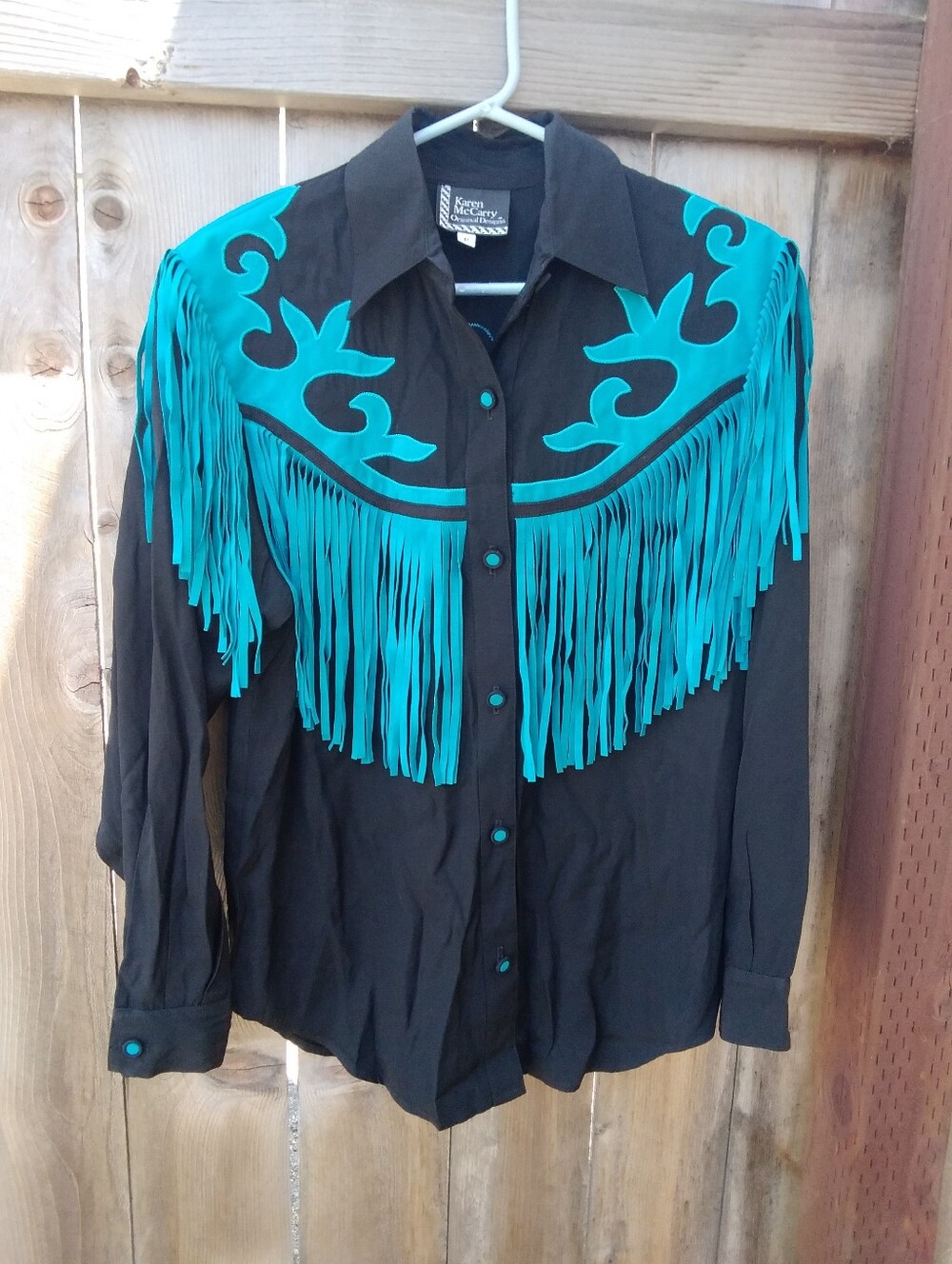 Vintage Western Shirt Fringe Karen Mc CartyWomens Top Blouse Rockabilly Vintage